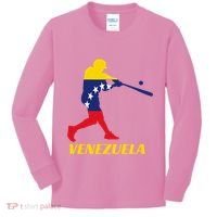 Venezuelan Baseball Player Batter National Team Flag Gift Kids Long Sleeve Shirt thumb 0