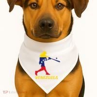 Venezuelan Baseball Player Batter National Team Flag Gift USA-Made Doggie Bandana thumb 1