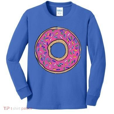 Vintage Big Pink Donut Meaningful Gift Kids Long Sleeve Shirt