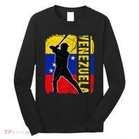 Venezuelan Baseball Player Venezuela Flag Baseball Fans Long Sleeve Shirt thumb 0