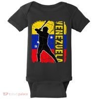 Venezuelan Baseball Player Venezuela Flag Baseball Fans Baby Bodysuit thumb 0