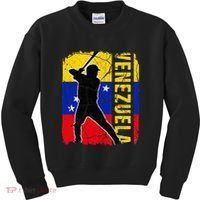 Venezuelan Baseball Player Venezuela Flag Baseball Fans Kids Sweatshirt thumb 0
