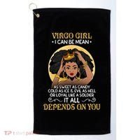 Virgo Black Queen August September Birthday Funny Gift Golf Towel thumb 0