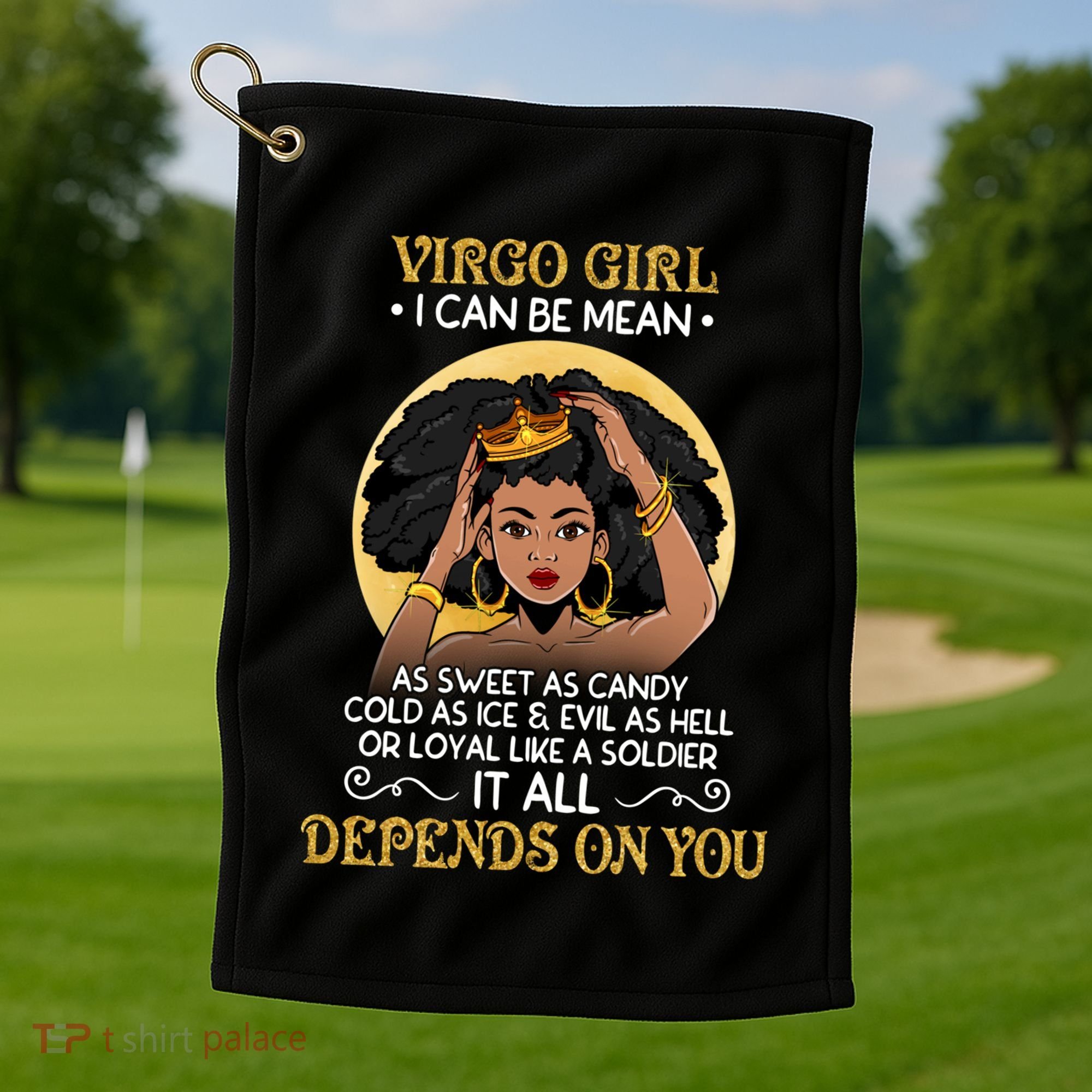 Virgo Black Queen August September Birthday Funny Gift Golf Towel