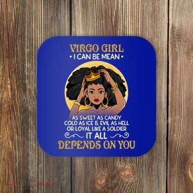 Virgo Black Queen August September Birthday Funny Gift Coaster