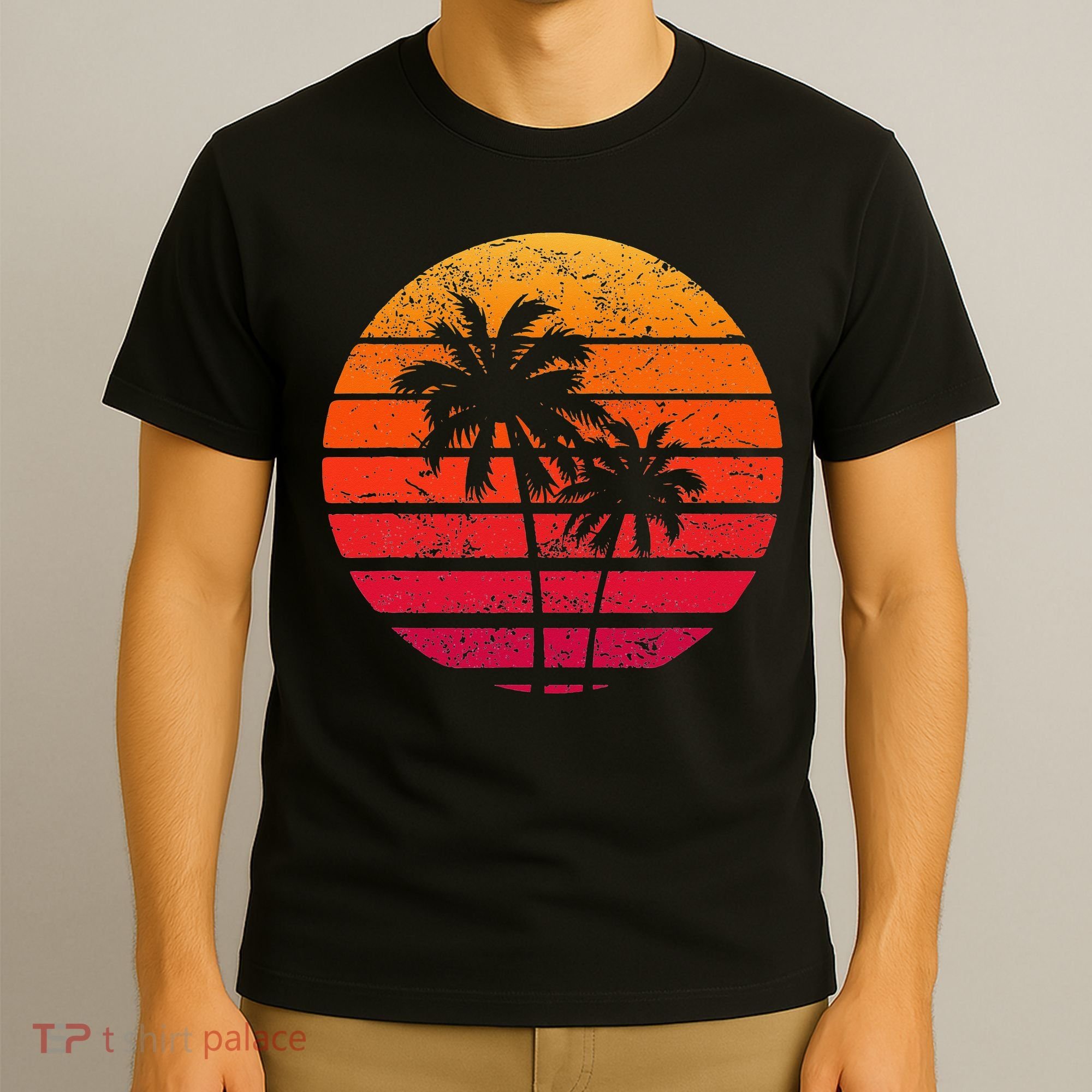 Vintage Beach Retro Sunset Palm Trees Tropical Vacation T-Shirt