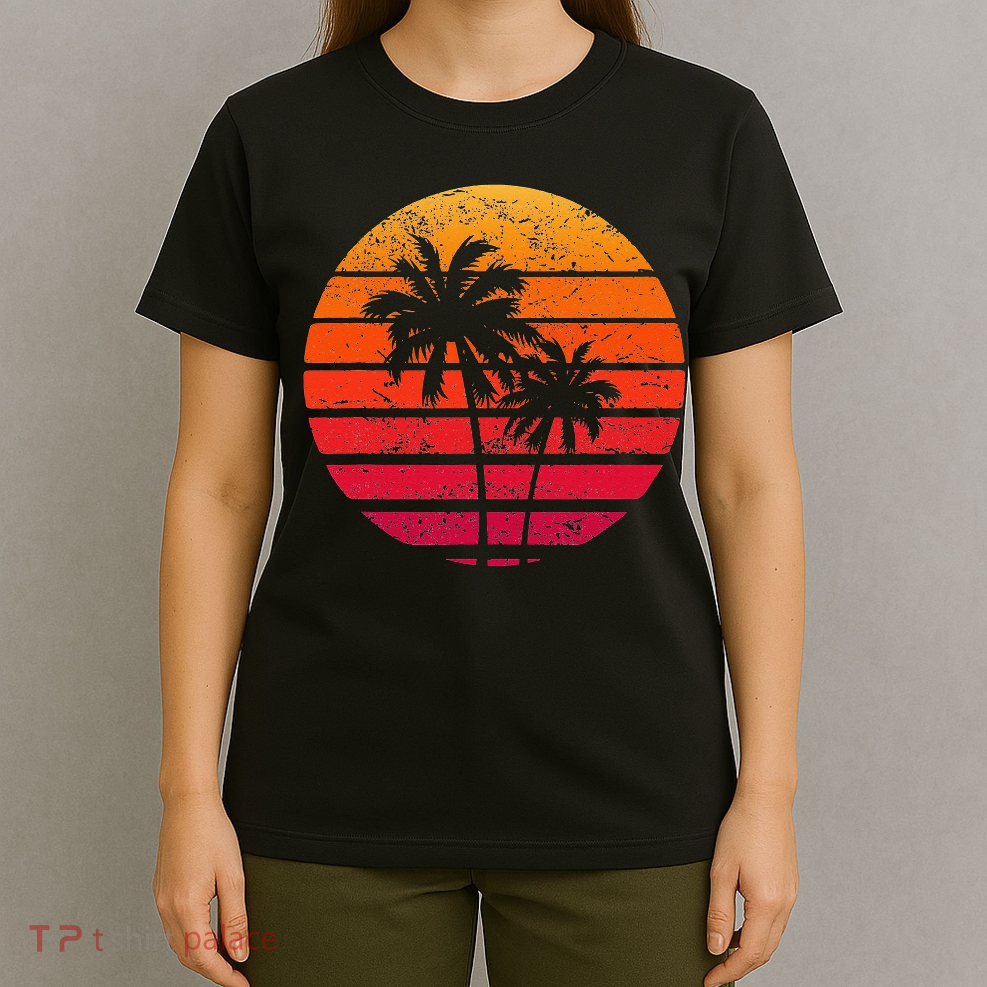 Vintage Beach Retro Sunset Palm Trees Tropical Vacation T-Shirt