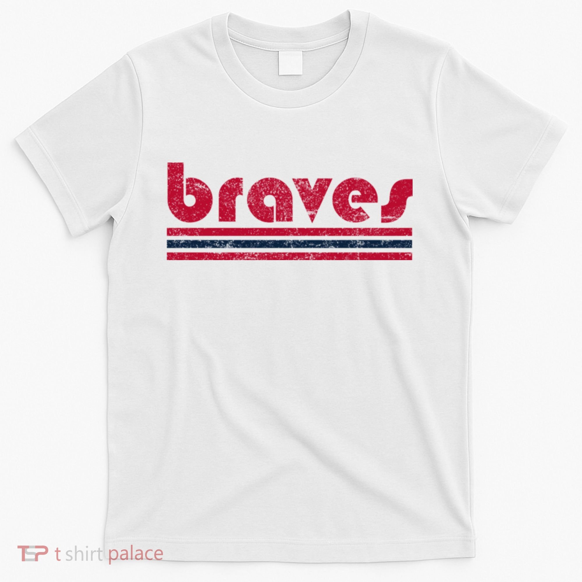 Vintage Braves Retro Three Stripe Red Braves T-Shirt