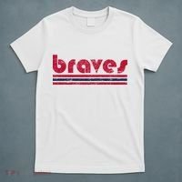 Vintage Braves Retro Three Stripe Red Braves T-Shirt thumb 5