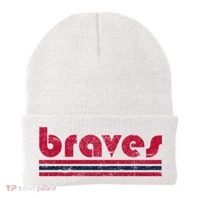 Vintage Braves Retro Three Stripe Red Braves Beanie