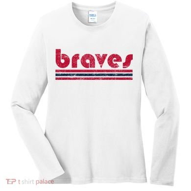 Vintage Braves Retro Three Stripe Red Braves Women's Long Sleeve Shirt