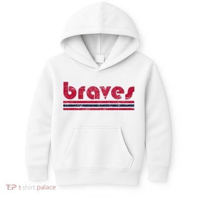 Vintage Braves Retro Three Stripe Red Braves Kids Hoodie