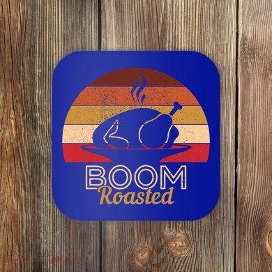 Vintage Boom Roasted Funny Thanksgiving Turkey Cool Gift Coaster