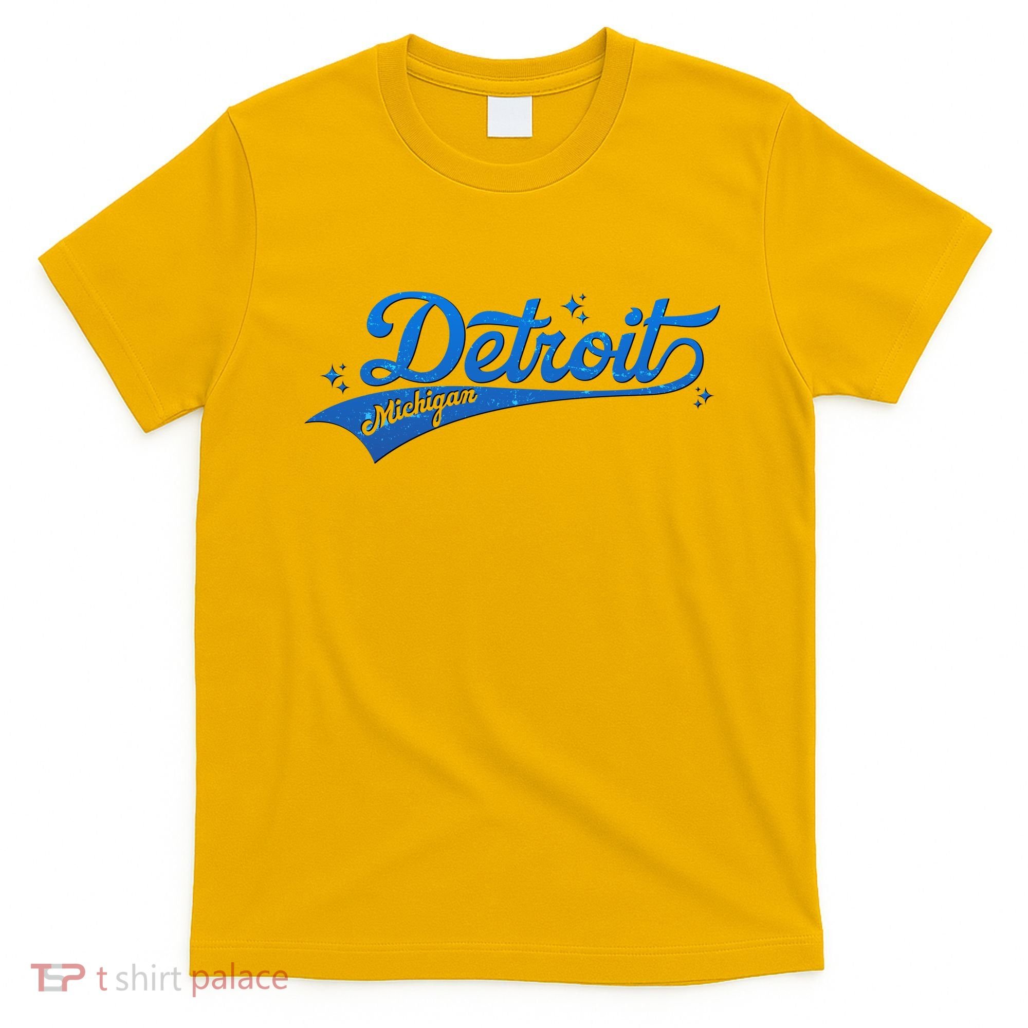 Vintage Blue Sporty Detroit Michigan Logo T-Shirt