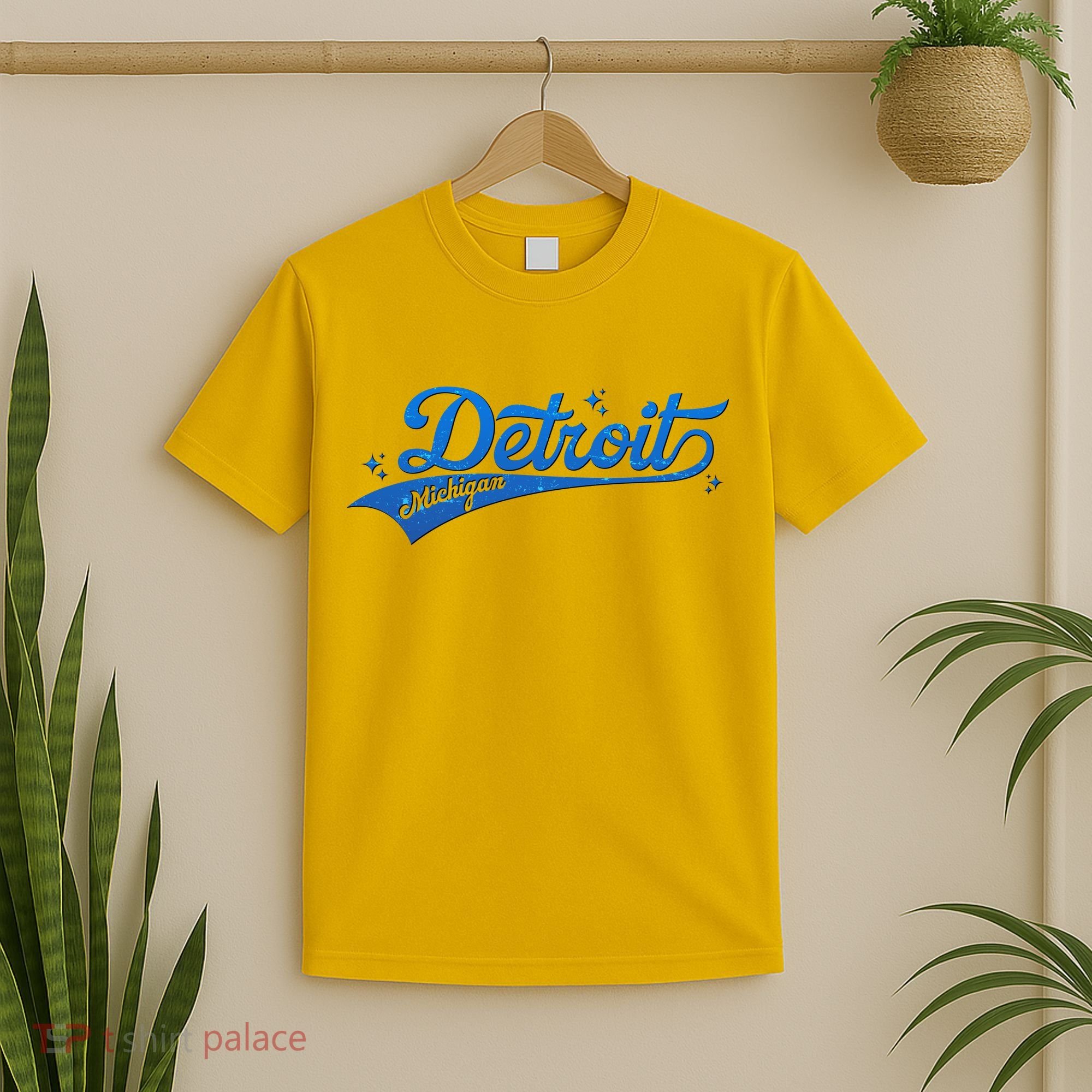 Vintage Blue Sporty Detroit Michigan Logo T-Shirt