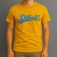Vintage Blue Sporty Detroit Michigan Logo T-Shirt thumb 3