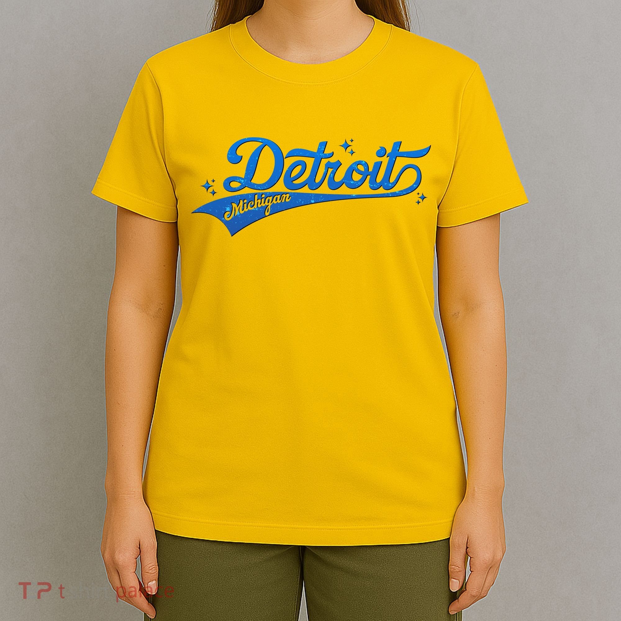 Vintage Blue Sporty Detroit Michigan Logo T-Shirt