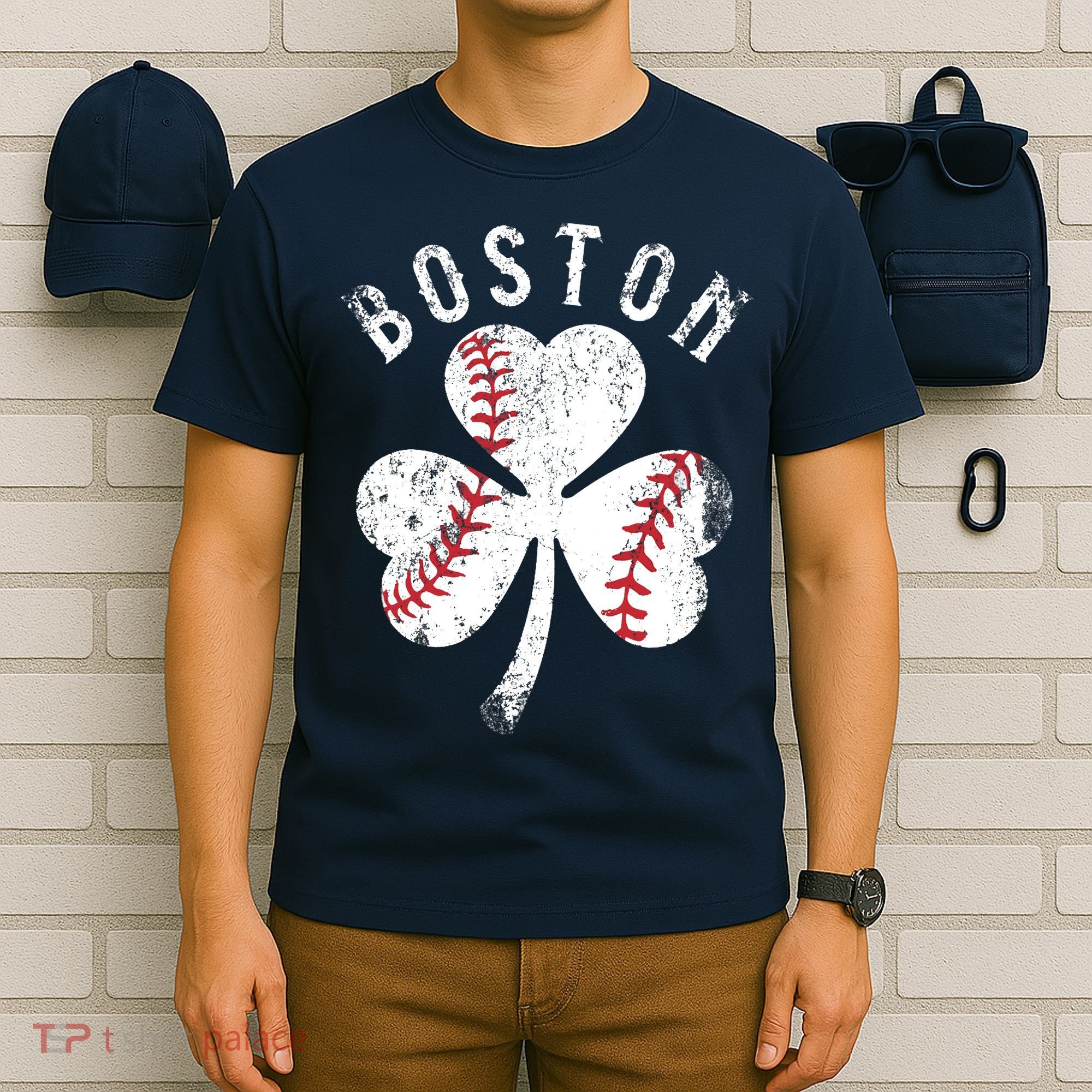 Vintage Boston St Patrick's Day Irish Shamrock T-Shirt