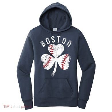 Vintage Boston St Patrick's Day Irish Shamrock Women's Hoodie