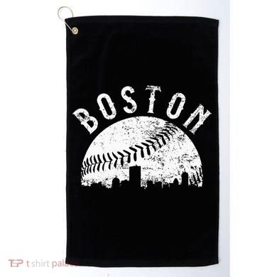Vintage Boston Skyline Baseball Throwback For Red Golf Towel