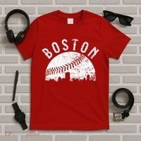 Vintage Boston Skyline Baseball Throwback For Red T-Shirt thumb 5