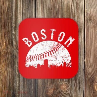 Vintage Boston Skyline Baseball Throwback For Red Coaster