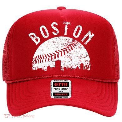 Vintage Boston Skyline Baseball Throwback For Red Hat