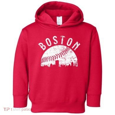 Vintage Boston Skyline Baseball Throwback For Red Toddler Hoodie