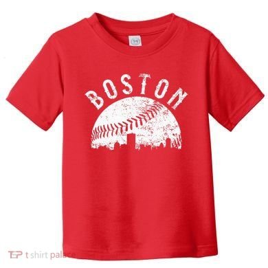 Vintage Boston Skyline Baseball Throwback For Red Toddler T-Shirt