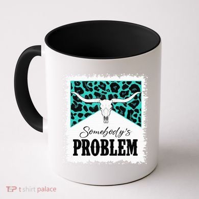 Vintage Bull Skull Leopard Bleached Somebody's Problem Coffee Mug