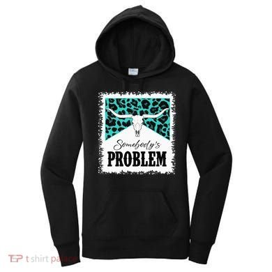 Vintage Bull Skull Leopard Bleached Somebody's Problem Women's Hoodie