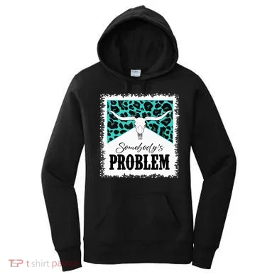 Vintage Bull Skull Leopard Bleached Somebody's Problem Women's Hoodie