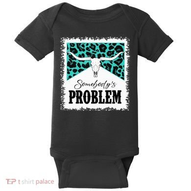 Vintage Bull Skull Leopard Bleached Somebody's Problem Baby Bodysuit