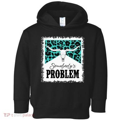 Vintage Bull Skull Leopard Bleached Somebody's Problem Toddler Hoodie