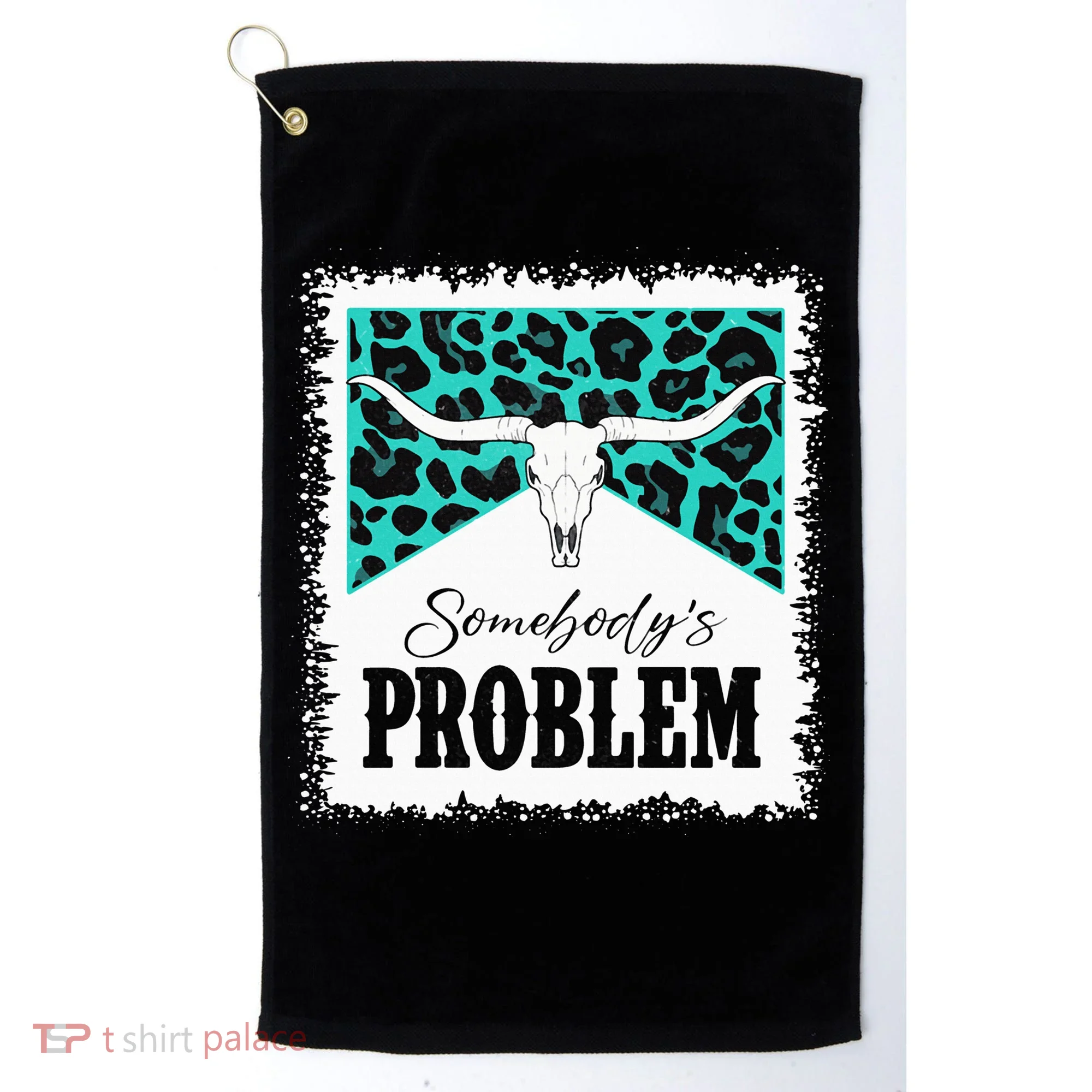 Vintage Bull Skull Leopard Bleached Somebody's Problem Golf Towel