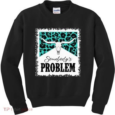 Vintage Bull Skull Leopard Bleached Somebody's Problem Kids Sweatshirt