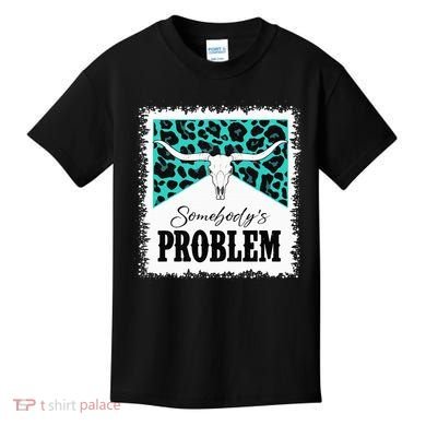 Vintage Bull Skull Leopard Bleached Somebody's Problem Kids T-Shirt