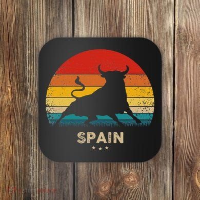 Vintage Bull Silhouette Spain Coaster