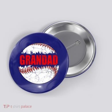 Vintage Baseball Softball Lover Grandad Fathers Day Gift Button