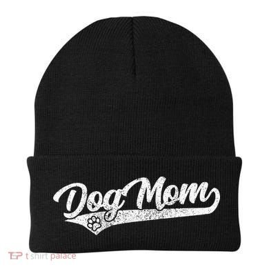 Vintage Baseball Style Retro Distressed Dog Mom Beanie