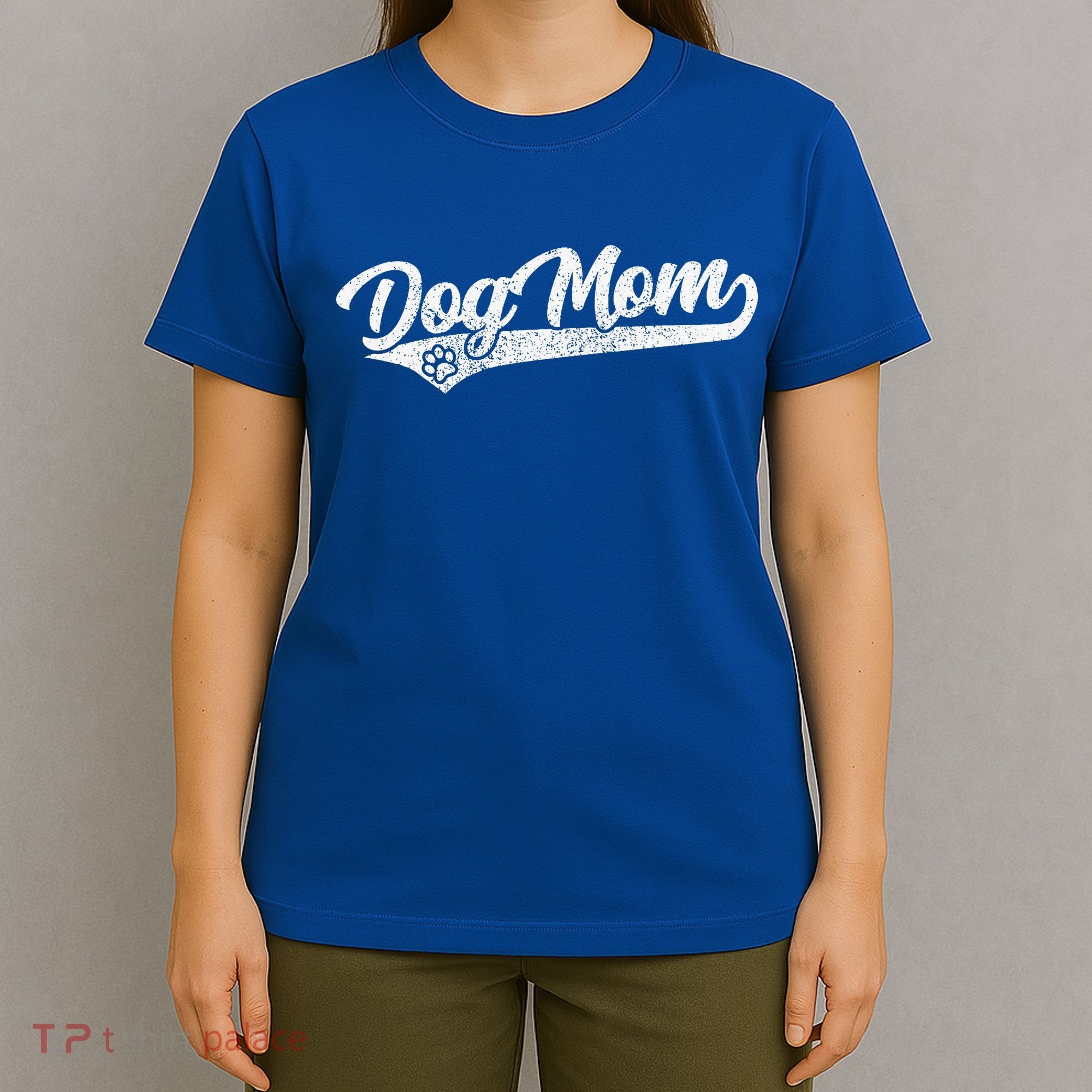 Vintage Baseball Style Retro Distressed Dog Mom T-Shirt