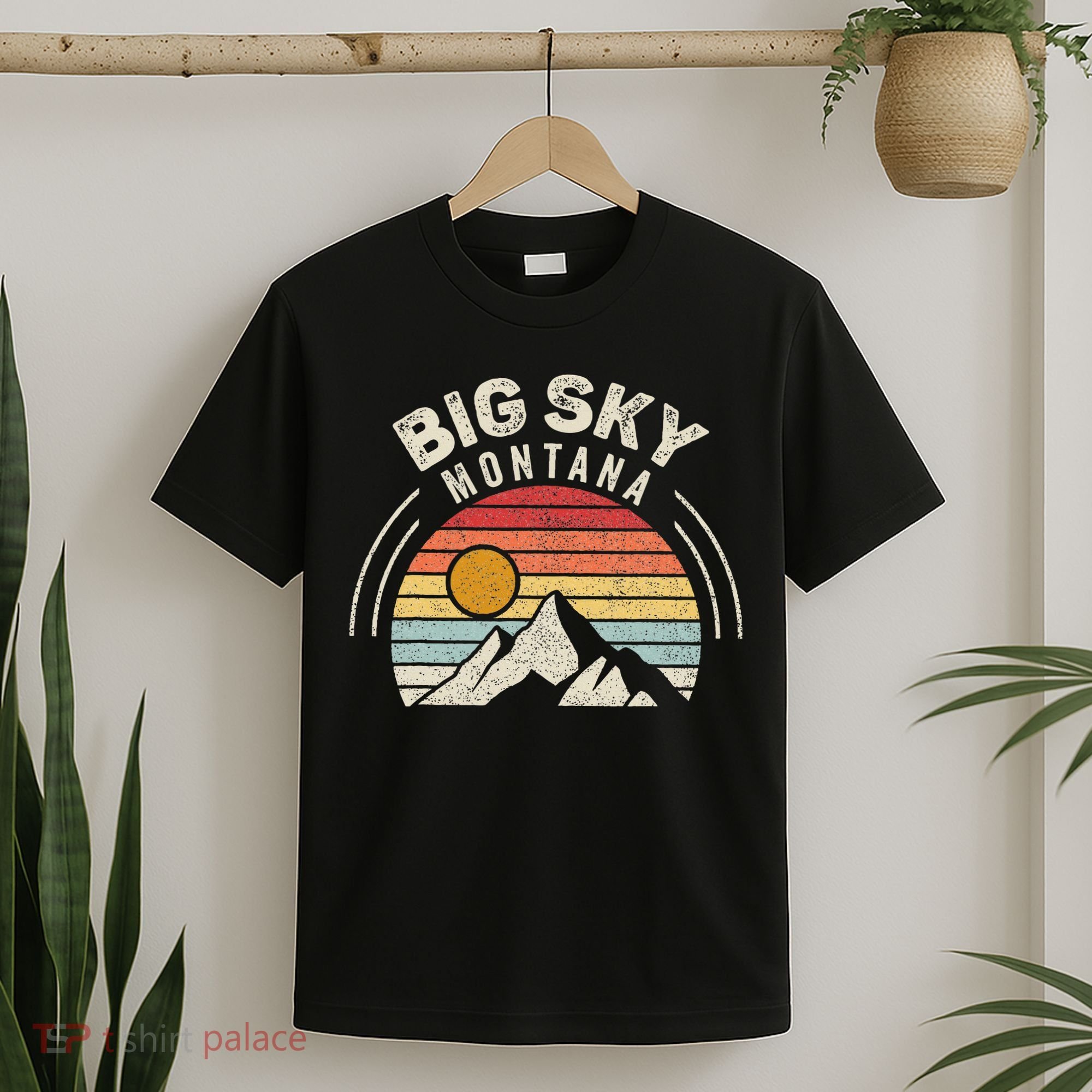 Vintage Big Sky Country Montana Mt Mountains Hiking Souvenir T-Shirt