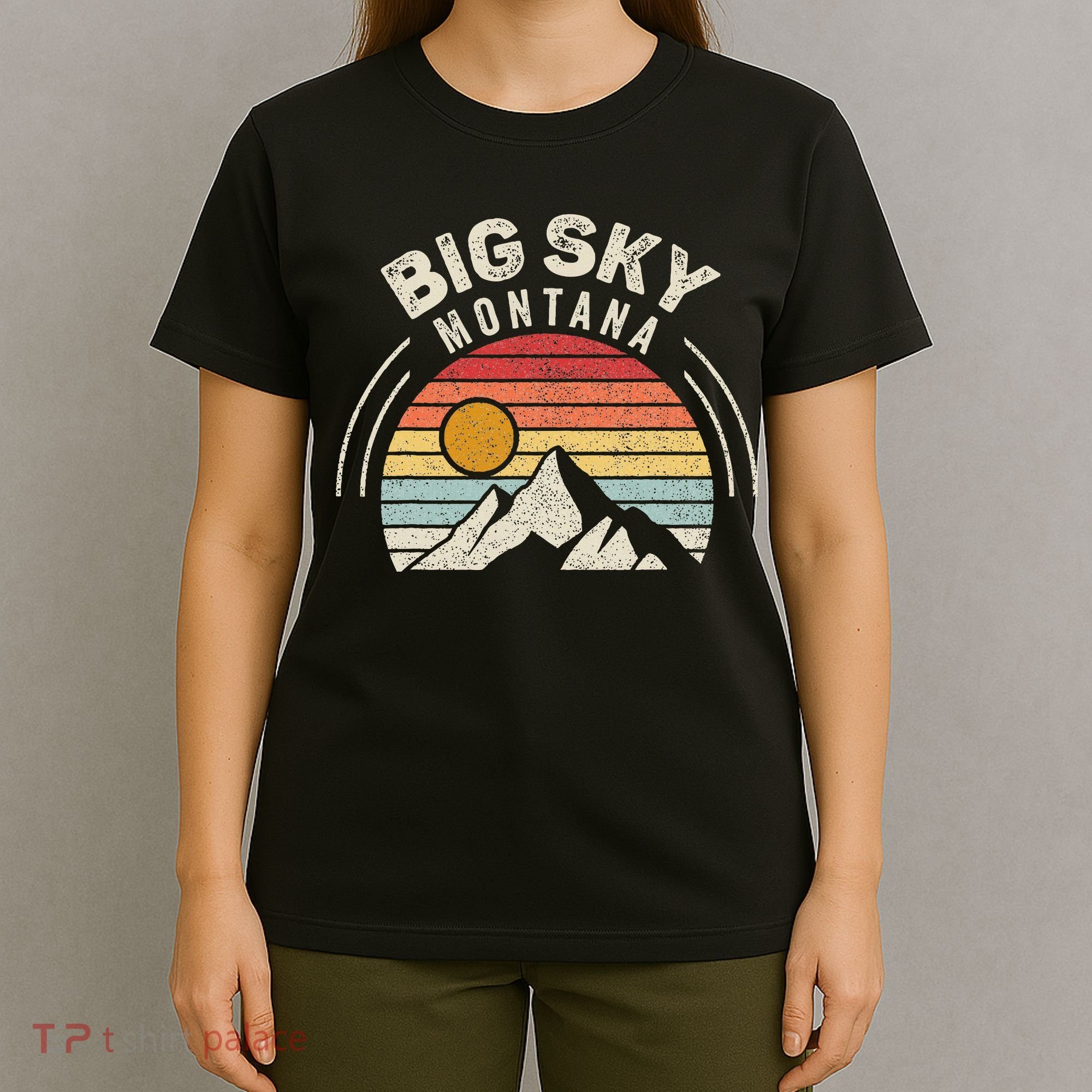 Vintage Big Sky Country Montana Mt Mountains Hiking Souvenir T-Shirt