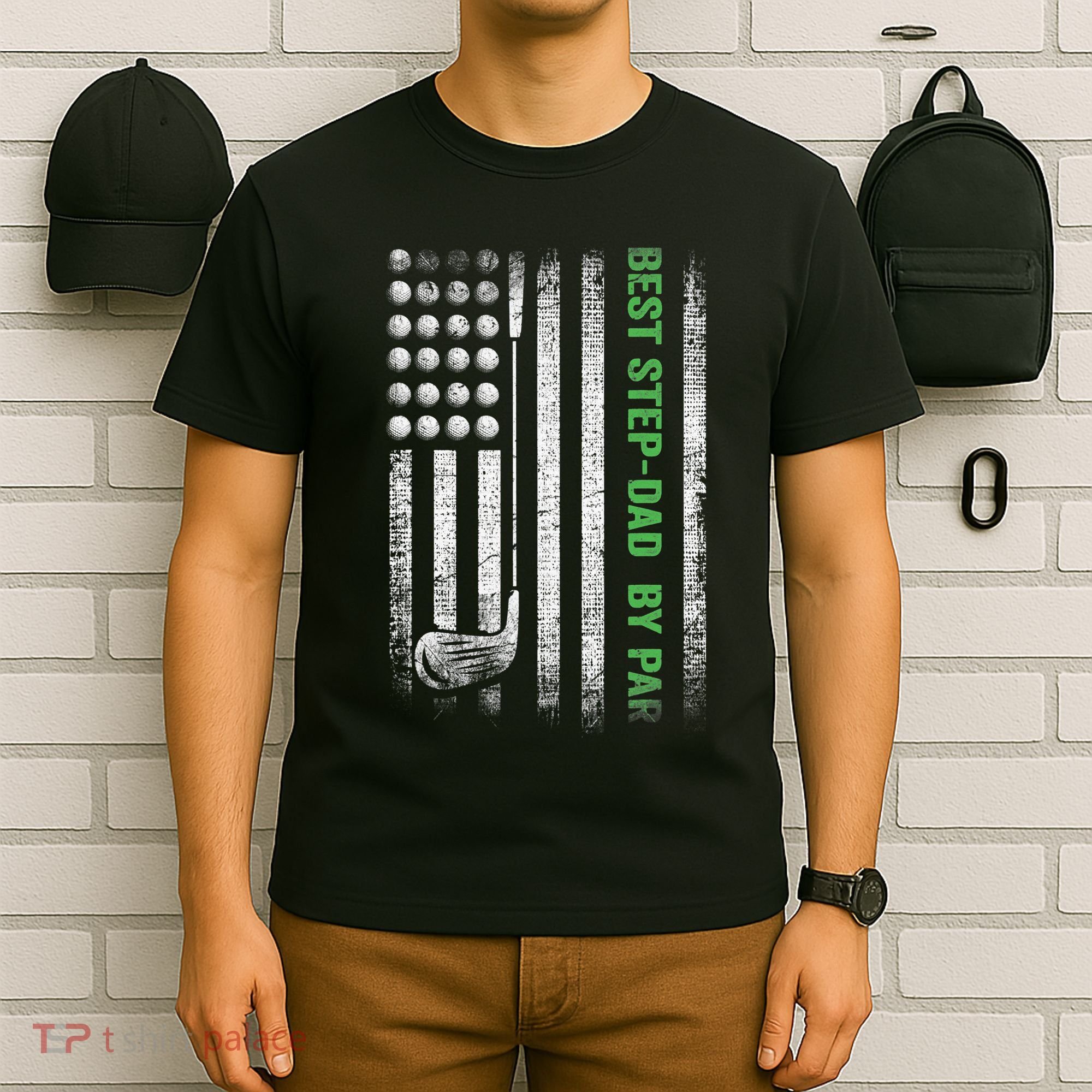 Vintage Best Step-Dad By Par Family Golfer Golf Lover T-Shirt