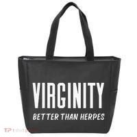 Virginity Better Than Herpes Virgins Rock Funny Abstinence Tote Bag thumb 0