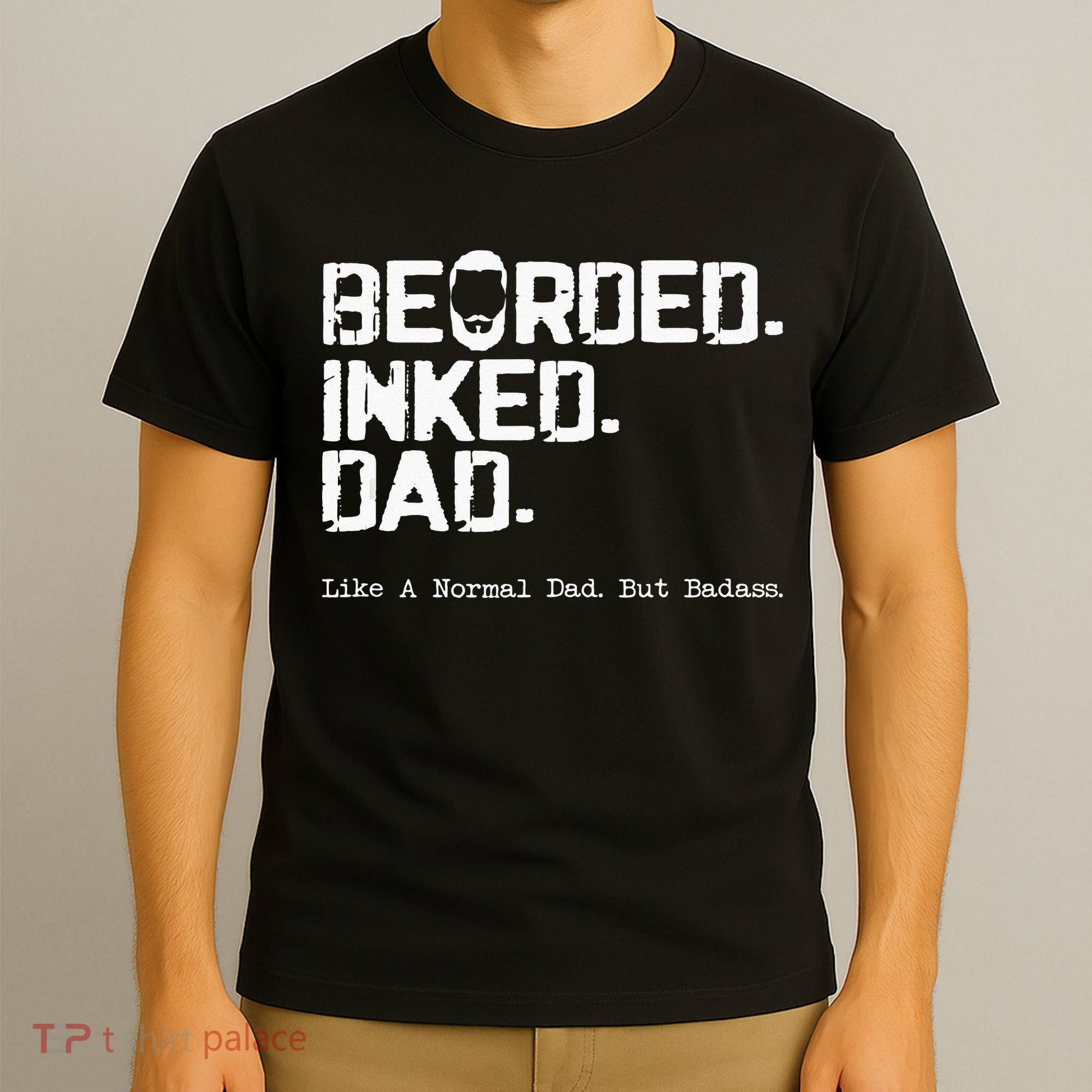 Vintage Bearded Tattoo Lover Inked Dad T-Shirt