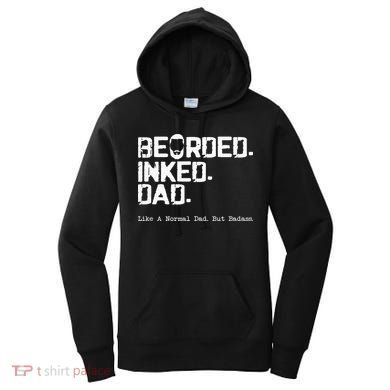 Vintage Bearded Tattoo Lover Inked Dad Women's Hoodie