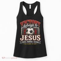 Victory Belongs To Jesus Soccer Faith Glory To God Women's Tank Top thumb 0