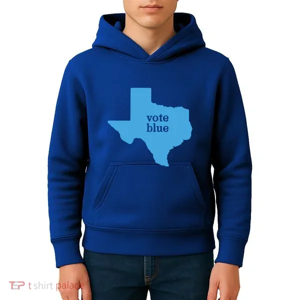Vote Blue Voting Democratic Texas Gift Kids Hoodie