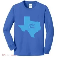 Vote Blue Voting Democratic Texas Gift Kids Long Sleeve Shirt thumb 0